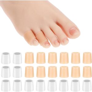 TheLau - Set van 24 siliconen teenbeschermers voor grote tenen - ademend en beschermend - voorkomt blaren, ingegroeide teennagels en nagelverlies - wit en beige