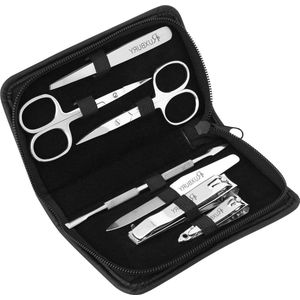 7-delige manicure pedicure set - roestvrij staal nagelschaarset voor vrouwen en mannen met lederen tas verpakt