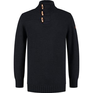 Travelin' Jumper Orsa - Heren trui winter - Mock neck - Donkerblauw - Maat M