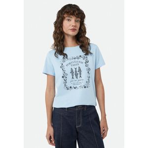 comma - T-Shirt - Katoenmix - Met Artwork - Normale Pasvorm - Korte Mouwen