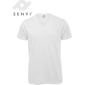 Senvi V-hals T-shirt 5 Pack 100% Katoen (Biologisch) Wit - 3XL