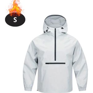 Livano Windjas Voor Heren - Windjack - Waterdicht - Jas Met Capuchon - Outdoorjas - Volwassen - Grijs & Wit - Maat S