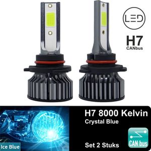 H7 LED lamp 26000 Lumen 8000k Crystal Blauw  (set 2 stuks) incl CANbus EMC CHip Ultra-bright Wit, Ice Blue 110 Watt Motor - Auto - Scooter - Motor - Dimlicht - Grootlicht - Koplampen - Autolamp - Autolampen - CANbus adapter 12v