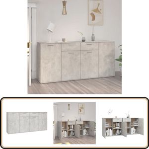 vidaXL Dressoir 160x36x75 cm bewerkt hout betongrijs