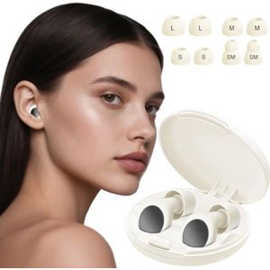 VLYX Oordoppen voor slapen en geluidreductie, superzacht en comfortabel met opbergdoos voor diepe slaap, reizen, concert, studie, werk - Maten SM/S/M/L - Wit