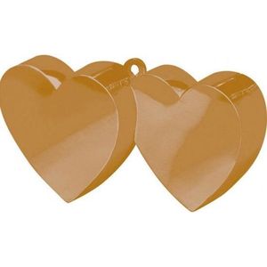 4x stuks ballon gewichtjes gouden hartjes - Voor een helium ballon