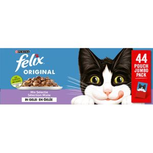 Felix Original in Gelei Mix Selectie - Kattenvoer Natvoer - Rund Kip Tonijn & Zalm - 44 x 85 g