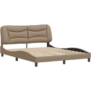 vidaXL - Bedframe - met - hoofdbord - kunstleer - cappuccinokleurig - 160x200 - cm