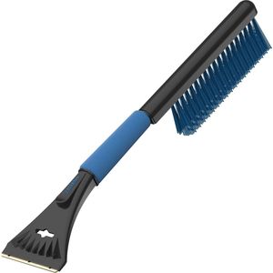 Sneeuwborstel ijskrabber messing antislip handgreep voorruit wintergereedschap zwart-blauw