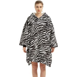 JAXY Hoodie Deken - Snuggie - Snuggle Hoodie - Fleece Deken Met Mouwen - 1450 gram - Hoodie Blanket - Zebra