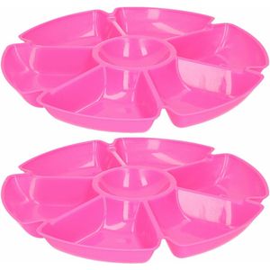 Excellent Houseware Hapjes/chips serveerschaal - 2x - fuchsia - 29 cm - Serveerschalen/dienbladen