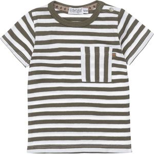 Dirkje Jongens Gestreepte Tshirt Korte Mouwen Army Green - 56