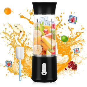 Mini-blender 500 ml - Draagbare mixer zwart - USB-oplaadbaar - Smoothiemaker voor keuken fitnessstudio - Draagbare mini-mixer voor outdoor kantoor - Thuis camping en reizen