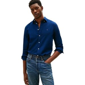 Tommy Hilfiger Heren Flex Dobby SF Shirt MW0MW41684 L/S Shirt, Blauw, XS, Blauw (Carbon Navy), XS
