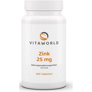 Vitaworld zink 25mg 365 tabletten
