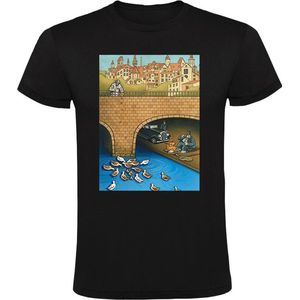 Rijke mensen profiteren Heren T-shirt - arm - zwerver - eten - eenden voeren - grappig