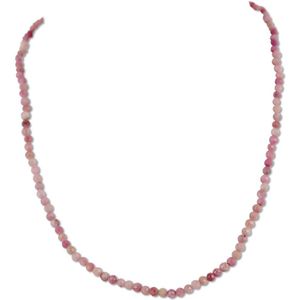 Silventi 9SIL-22438 Edelsteentjes Kralenketting - Dames - Rodochrosiet - 3 mm - Zilver Slot - 40 + 5 cm - Roze - Gold Plated (Verguld/Goud op Zilver)