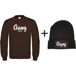 Gang is alles set wintersport sweater zwart XXL + muts - wit - soBAD. | Foute apres ski outfit | kleding | verkleedkleren | wintersport beanie | wintersporttruien | wintersport dames en heren
