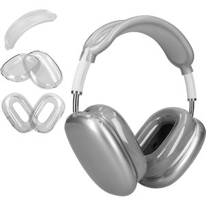 kwmobile 3-in-1 Hoofdtelefoonhoes voor Apple AirPods Max Hoesje - 360° TPU-hoes voor hoofdtelefoon - transparant / zwart