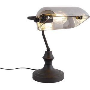 QAZQA banker - Klassieke Notarislamp | Bankierslamp - 1 lichts - H 345 mm - Zwart - Woonkamer | Slaapkamer