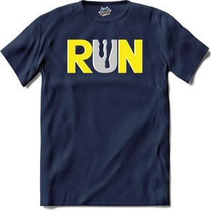 Run | Hardlopen - Rennen - Sporten - T-Shirt - Unisex - Navy Blue - Maat L