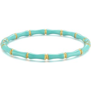 Twice As Nice Armband in goudkleurig edelstaal, turquoise bangle 7 cm