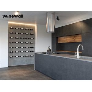 WineWall - Wijnrek - Wijnrek muur - Metalen luxe wijnmuur - Mat zwart - Wijnfles ophangen