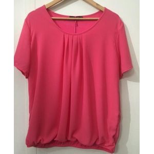 Pink Lady dames blouse roze uni - maat S