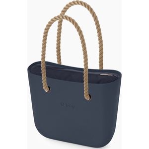 O bag classic BESTSELLER schoudertas in donkerblauw, compleet met lange touw hengsels en canvas binnentas