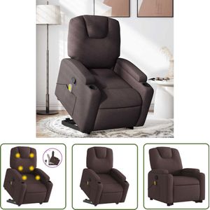The Living Store Sta-op-massagestoel verstelbaar stof donkerbruin - Verstelbare Stoel - Massagerstoel - Elektrisch Bedienbare Stoel - Fauteuil - Zitten Ergonomisch