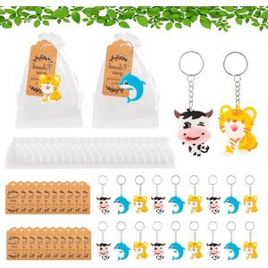 Set van 21 mini-sleutelhangers met dierensleutelhangers en witte organza zakken voor babyshower communie kinderverjaardag feest cadeautje Meerkleurig gleiche Größe. Ik heb het merknaam uit de titel gehaald. Is er nog iets wat ik voor je kan doen?