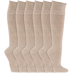 Kniekousen | Elastiek vrije boord | Kleur: Beige | Maat: Diverse maten | 6 paar