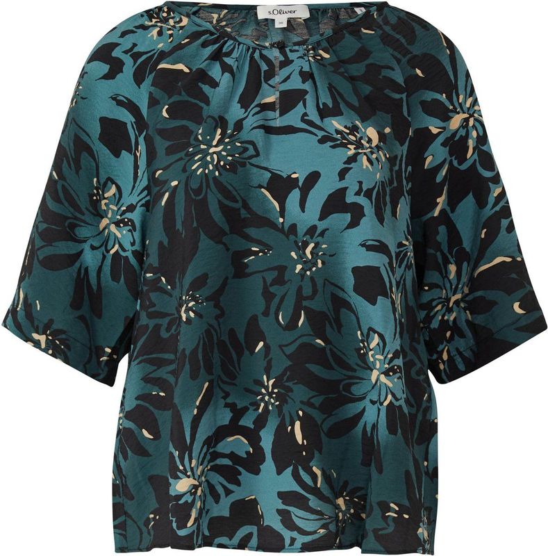 s.Oliver - Blouse - Viscoseblend - Met Ruches - Korte Raglanmouwen