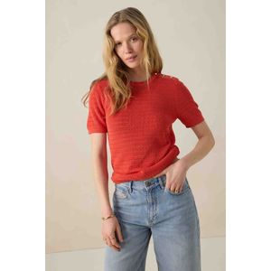 Sissy-Boy - Gebreide Trui - Rood - Met Gouden Knopen