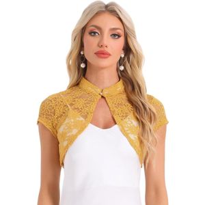 Kanten bolero voor dames | Korte mouwen | Transparant | Voor bruiloftsgasten | Cardigancol | Elegant | Feestelijke outfit