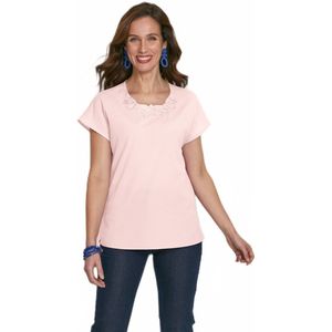 Top met lange mouwen en borduursel in ronde hals