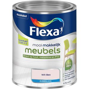 Flexa - Mooi Makkelijk Meubels Zijdeglans - Muurverf - Wit Bes - Mengverf - 0.75 Liter