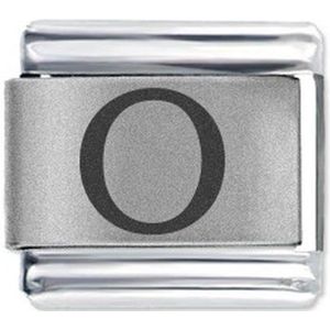 Quiges - Schakel - Bedel - 9mm - charms - Laser alfabet - letter O - Geschikt voor - Nomination- armband - Schakelarmband - italy bedels armband