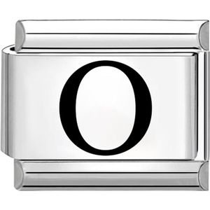 Quiges - Schakel - Bedel - 9mm - charms - Laser alfabet - letter O - Geschikt voor - Nomination- armband - Schakelarmband - italy bedels armband