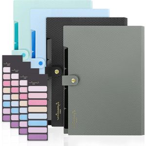 Hoge capaciteit 5-Pocket File Organizer - Bestand tegen breken en vervorming - Veilige drukknoopsluiting - Multifunctioneel - Gekleurde etiketten - Papierwerk verdelers