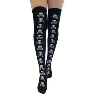 Pamela Mann - Skull And Crossbones Overknee sokken - Zwart
