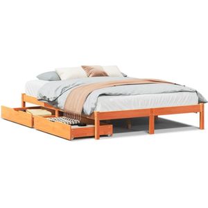 vidaXL - Bedframe - zonder - matras - massief - grenenhout - wasbruin - 160x200 - cm