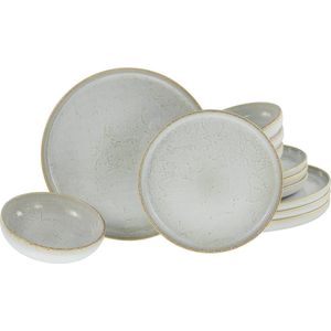 Serviesset 12 persoons Uno Vintage Offwhite 12 delige aardewerk vaatwasser- en magnetronbestendig Made in Portugal Serviesset 12 persoons