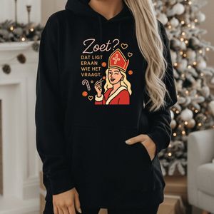 Unisex Hoodie - Zoete Sint - Kleur zwart - Maat XXL - Perfect voor iedereen die liever stout is met stijl tijdens Sinterklaas