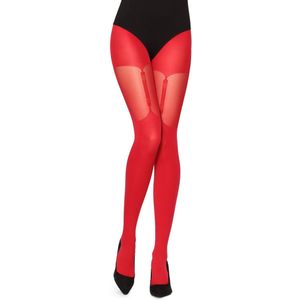 Merry Style Dames Panty - 60 DEN-Overknee-Look – Polyamide – Rood – L - MS-GB-260