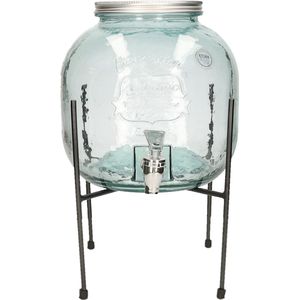 Limonade/drankdispenser op verhoger - 6 liter - transparant glas - H39 x B25 cm