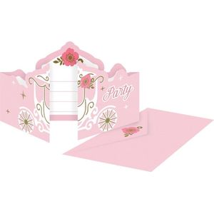 Amscan Uitnodigingen Met Envelop Prinses Roze 8 Stuks
