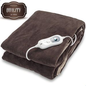 AG - Elektrische Warmtedeken - Bruin - Bovendeken - 2 Persoons - 3 Standen - Met Timer en Overhittingsbeveiliging
