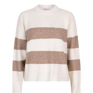 Esqualo Dames trui ecru (Maat: XS) - Streep - Halslijn: Ronde hals,