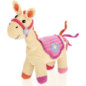 Pebble Child Paard Rammelaar Roze- Baby- Babyspeelgoed- Gehaakt